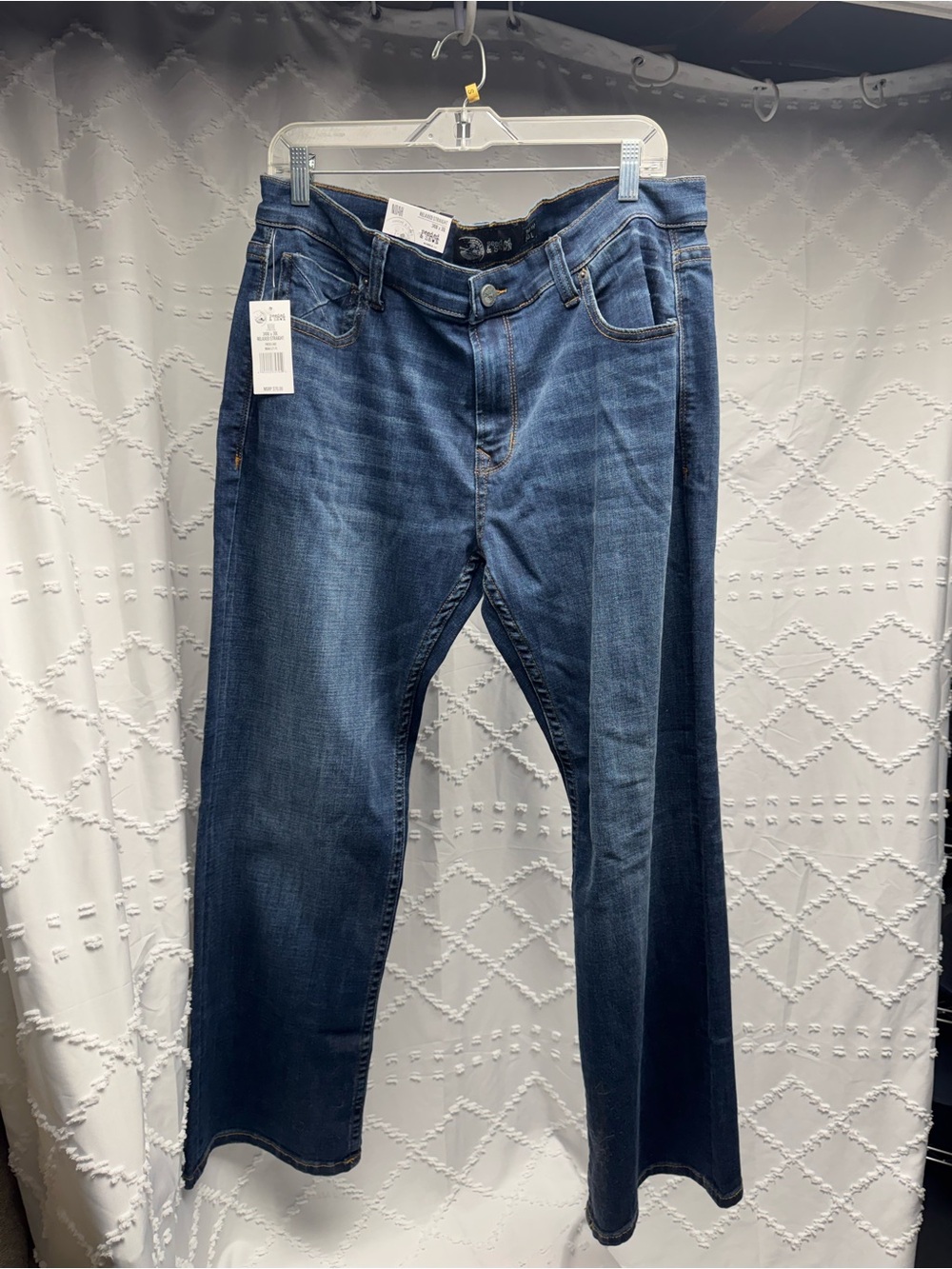 Seeded & Sewn Noah Stretch Relaxed Straight Jeans Fresh Lake Size 34W × 30L